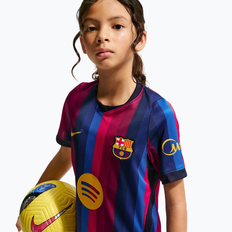 Vaikiški futbolo marškinėliai Nike FC Barcelona Dri-Fit Stadium Home deep garnet/blue void/mineral yellow 8