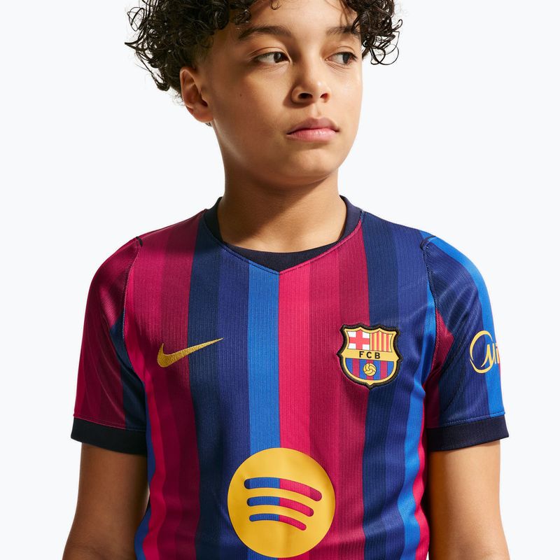 Vaikiški futbolo marškinėliai Nike FC Barcelona Dri-Fit Stadium Home deep garnet/blue void/mineral yellow 9