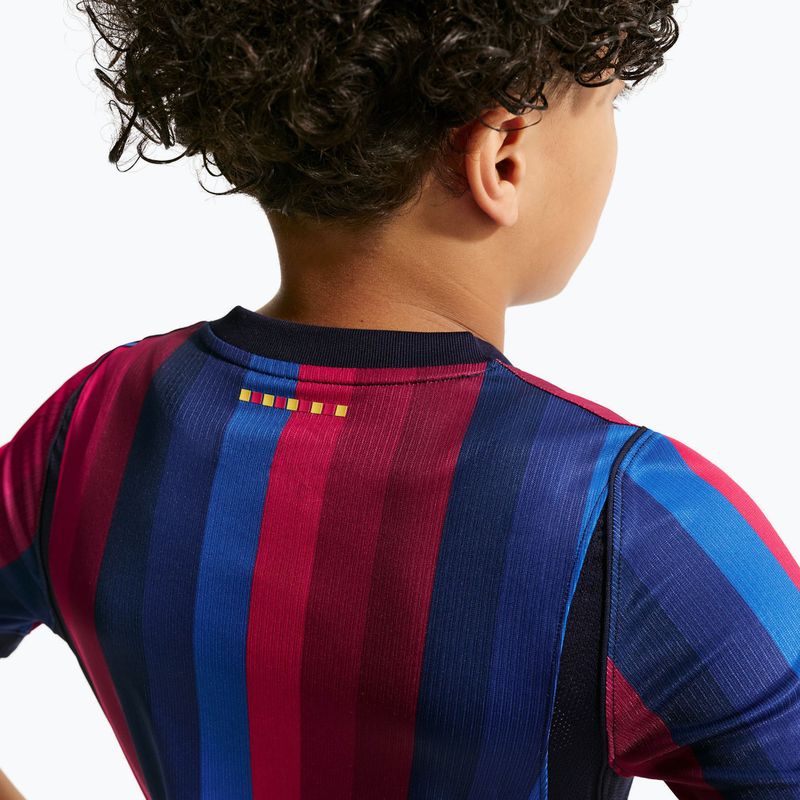 Vaikiški futbolo marškinėliai Nike FC Barcelona Dri-Fit Stadium Home deep garnet/blue void/mineral yellow 11