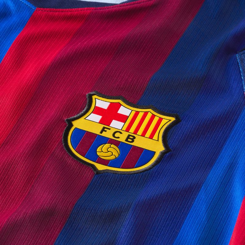 Vyriški futbolo marškinėliai ilgomis rankovėmis Nike FC Barcelona Dri-Fit Stadium Home LS deep garnet/blue void/mineral yellow 3