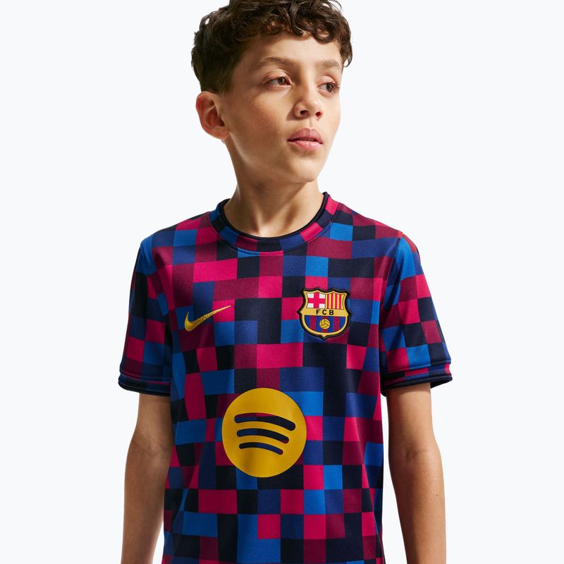 Vaikiški futbolo marškinėliai Nike FC Barcelona Dri-Fit Pre-Match noble red/mineral yellow 5