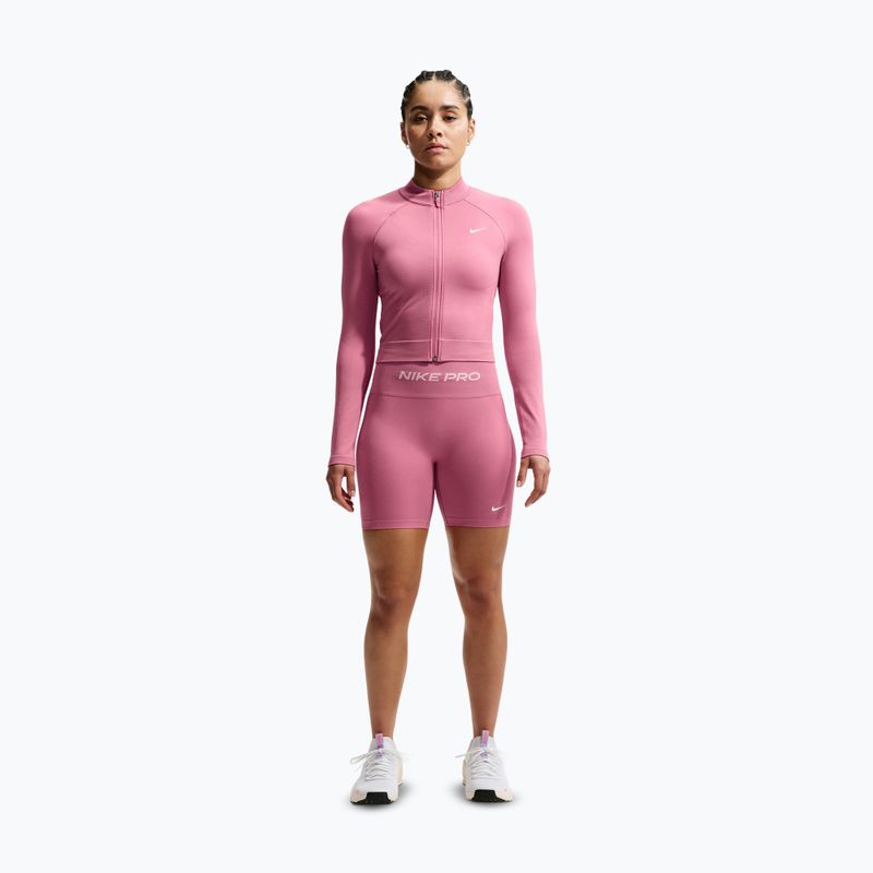 Moteriški treniruočių šortai Nike Pro Seamless High Waisted Biker 5" peony/white 2