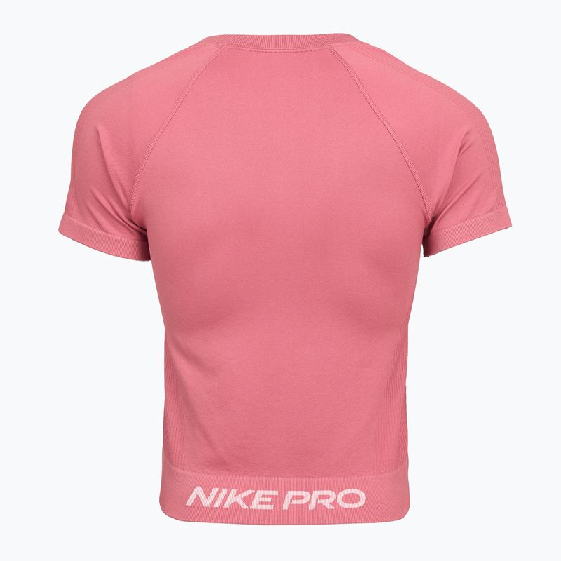 Moteriški treniruočių marškinėliai Nike Pro Seamless Dri-Fit peony/white 2