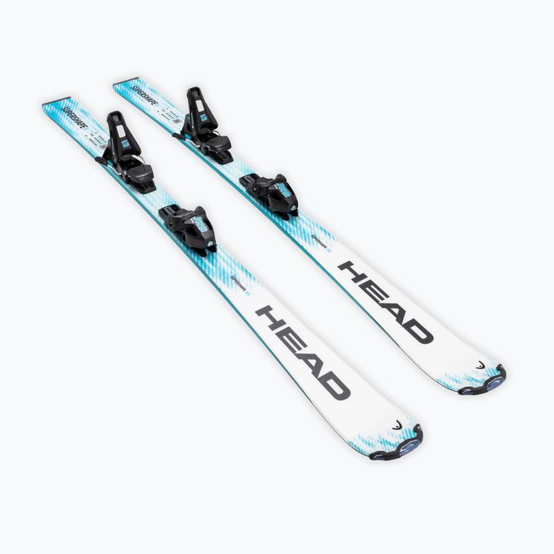Vaikiškos kalnų slidės + apkaustai HEAD Supershape JRS + Jrs 7.5 GW CA white/blue 2