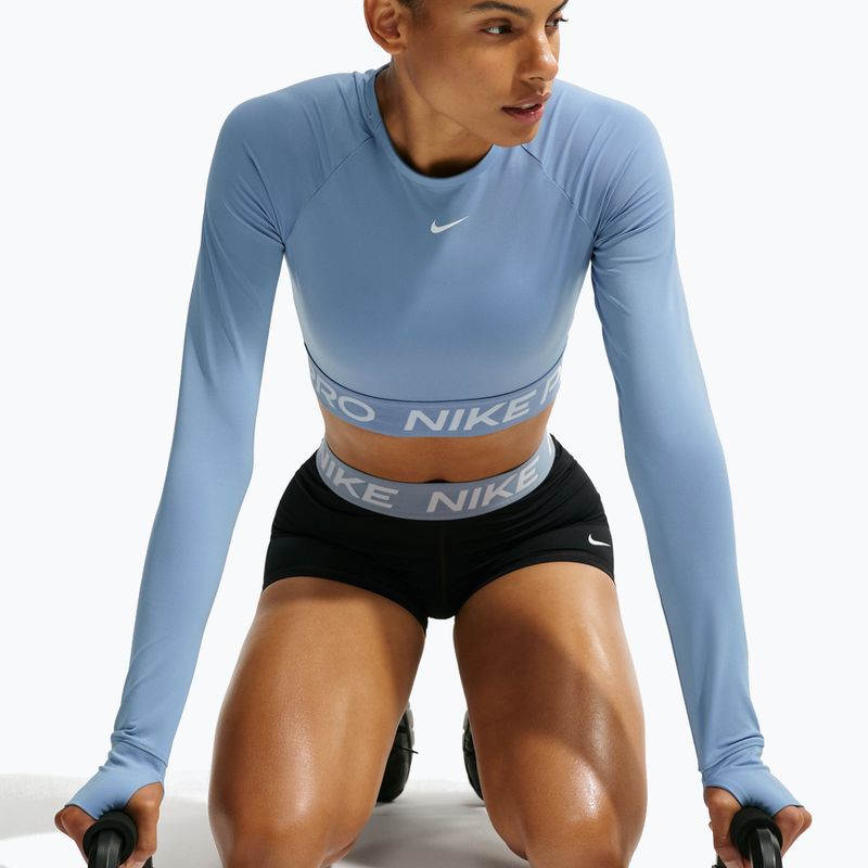 Moteriški marškinėliai ilgomis rankovėmis  Nike Pro work blue/white 3