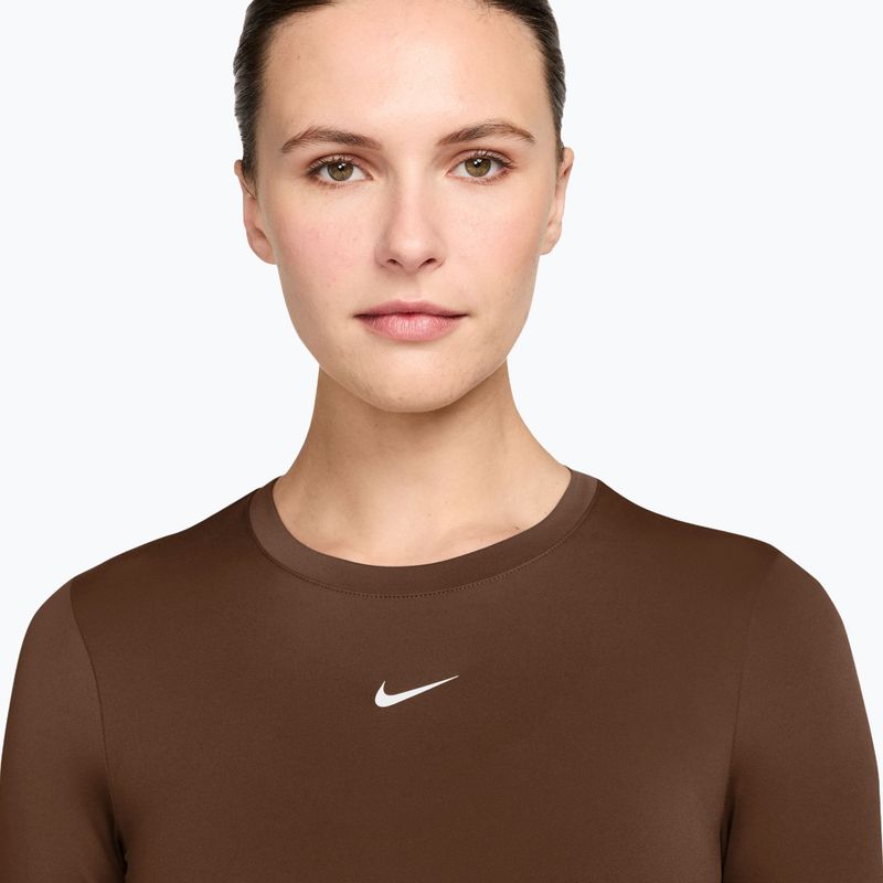Moteriški treniruočių marškinėliai ilgomis rankovėmis Nike One Fitted cacao wow/white 3