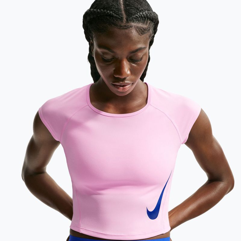 Moteriški bėgimo marškinėliai Nike Tempo Swoosh Run Dri-Fit pink rise/pink rise/old royal