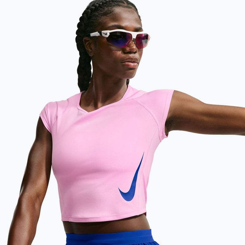 Moteriški bėgimo marškinėliai Nike Tempo Swoosh Run Dri-Fit pink rise/pink rise/old royal 4