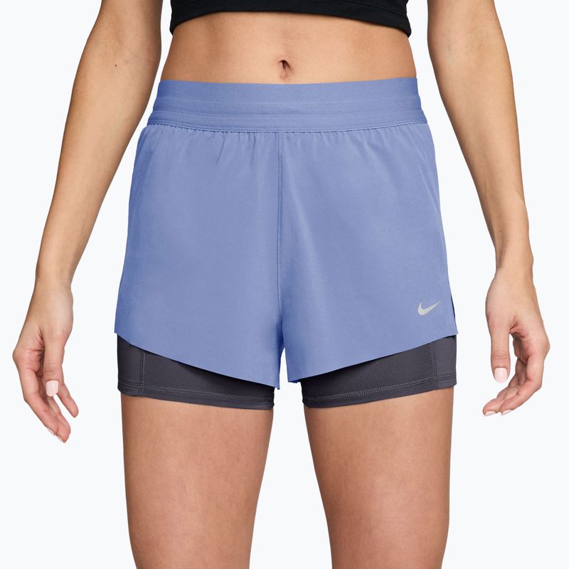 Moteriški bėgimo šortai Nike Swift Mid-Rise 2in1 aluminum/royal tint