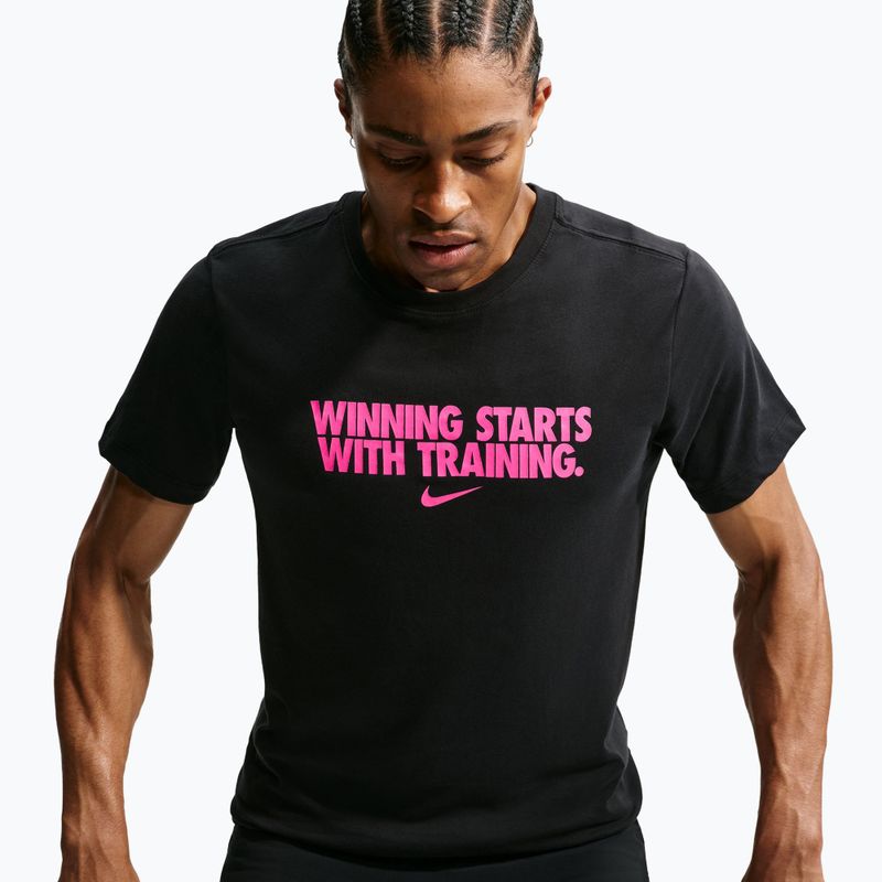 Vyriški treniruočių marškinėliai Nike Dri-Fit Winning black/hyper pink 3