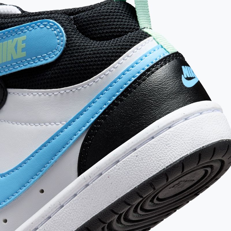 Vaikiški batai Nike Court Borough Mid 2 white/black/arctic green/football blue 6