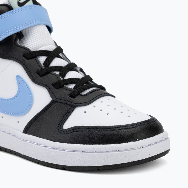 Vaikiški batai Nike Court Borough Mid 2 white/black/arctic green/football blue 7