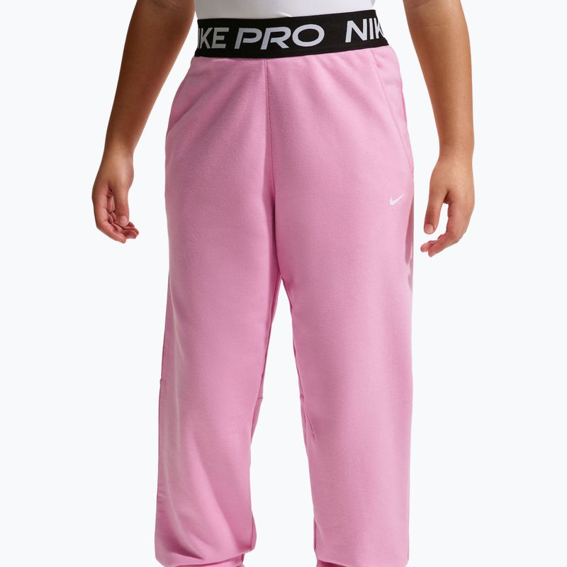 Vaikiškos kelnės Nike Pro Fleece pink rise/pink rise/black/white 3