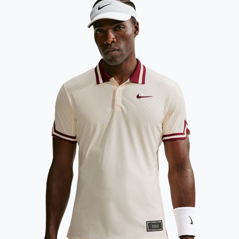 Polo marškinėliai Nike Court Slam Aero-Fit Pale Ivory/Team Red