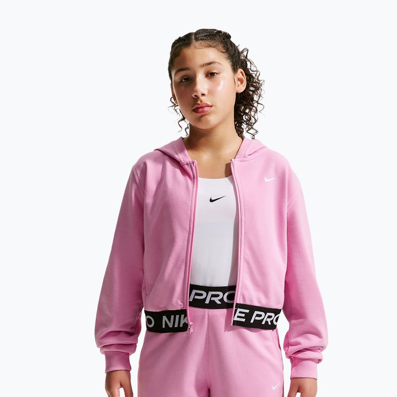Vaikiškas džemperis Nike Pro Fleece pink rise/pink rise/black/white