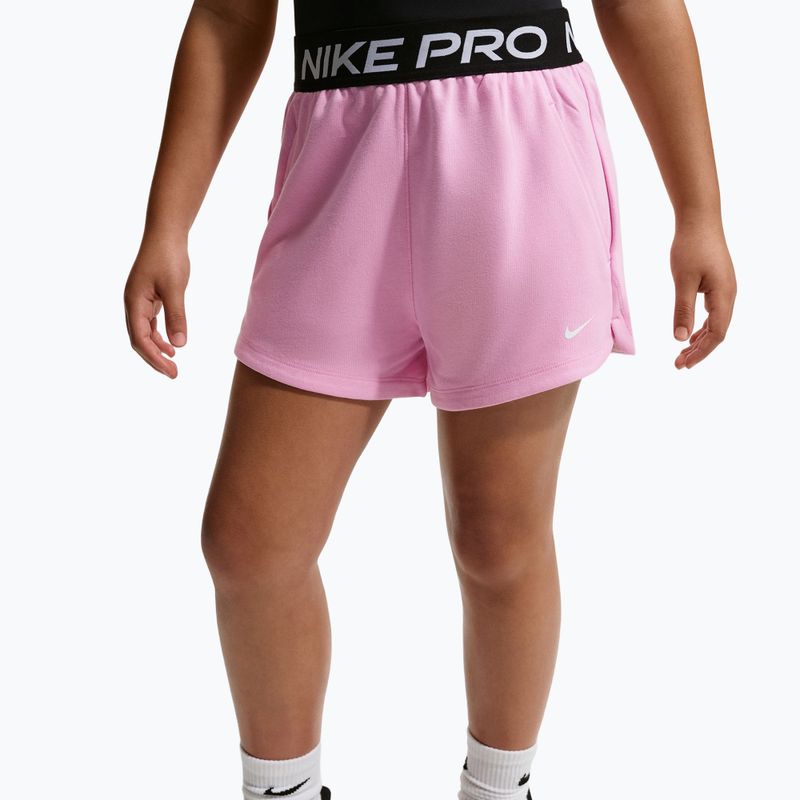Vaikiški šortai Nike Pro Fleece pink rise/pink rise/black/white 5