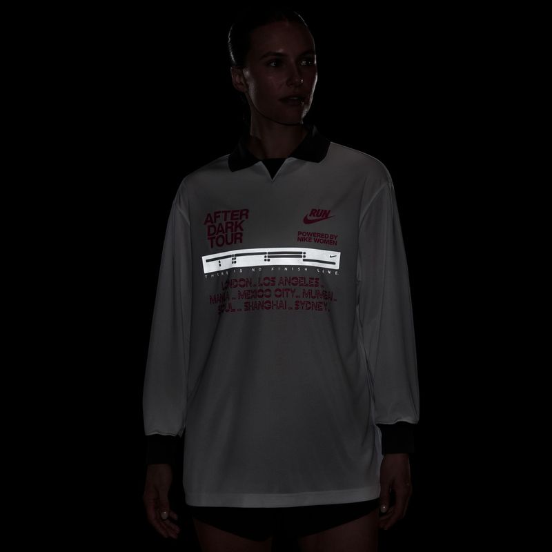 Moteriški bėgimo marškinėliai su ilgomis rankovėmis Nike After Dark Tour white/anthracite 4