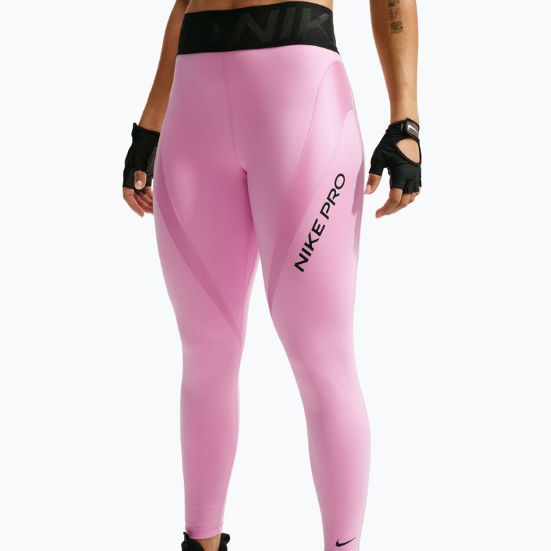 Moteriškos treniruočių tamprės Nike Pro Sculpt High-Waisted 7/8 pink rise/black/black 4
