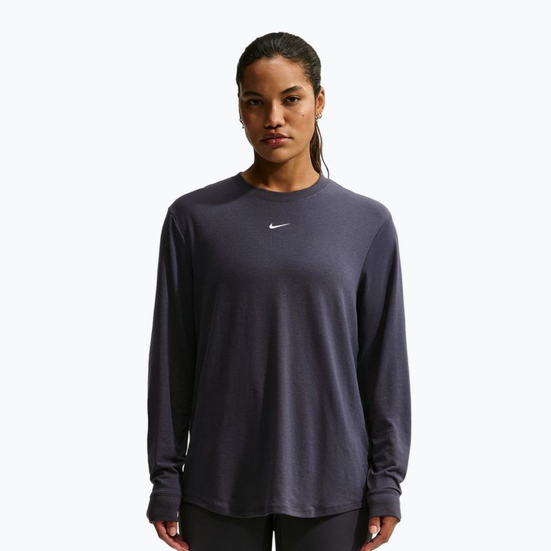Moteriški treniruočių marškinėliai ilgomis rankovėmis Nike One Relaxed Dri-Fit gridiron/white