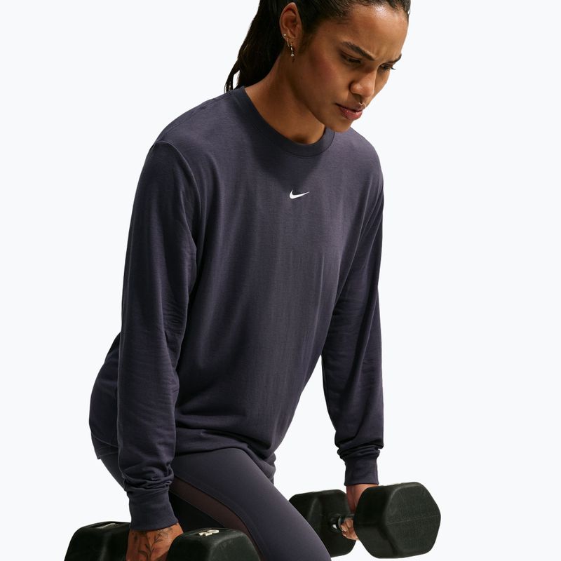 Moteriški treniruočių marškinėliai ilgomis rankovėmis Nike One Relaxed Dri-Fit gridiron/white 5