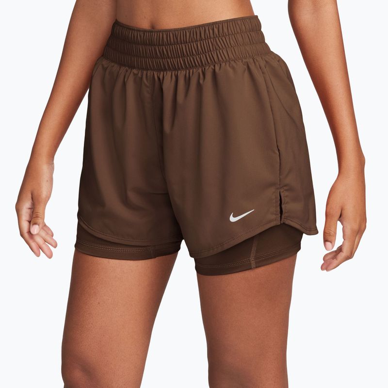 Moteriški šortai Nike One Dri-Fit High-Waisted 3" 2In1 cacao wow/white 3