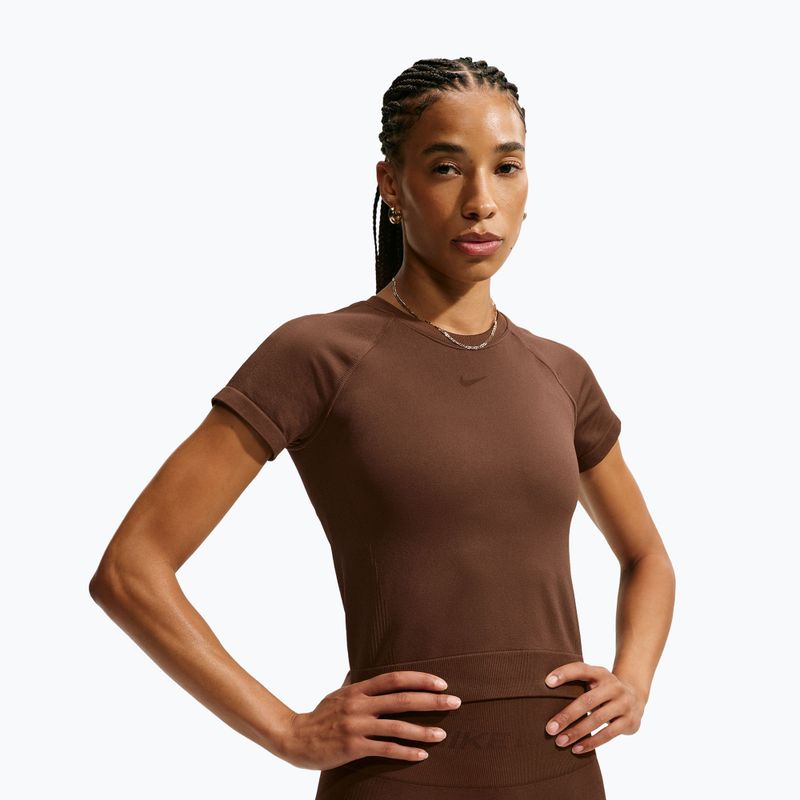 Moteriški treniruočių marškinėliai Nike Pro Seamless Dri-Fit SS cacao wow 4