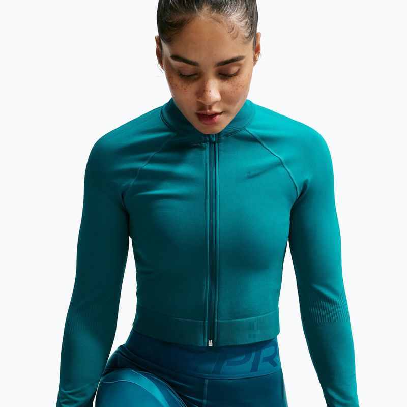 Moteriškas treniruočių džemperis Nike Pro Seamless Full Zip Top bright spruce 4