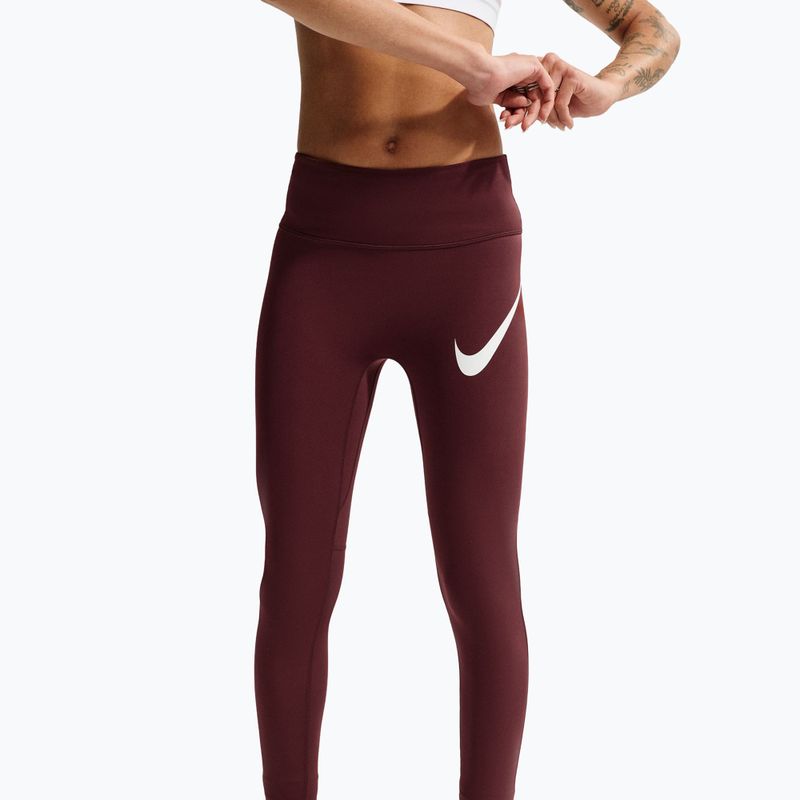 Moteriškos bėgimo tamprės Nike Tempo Swoosh Run High-Waisted 7/8 mystic dates/white 5