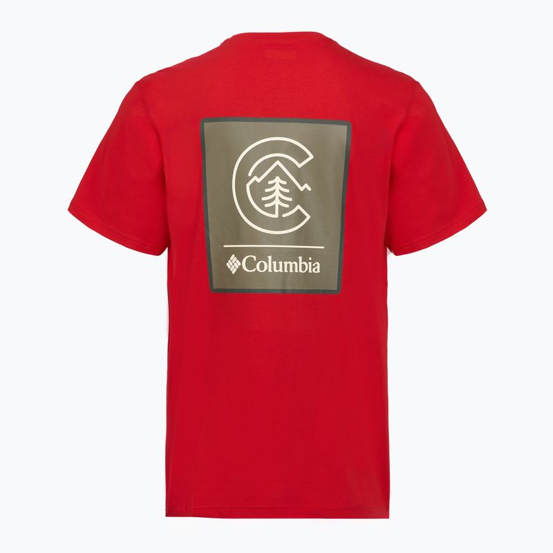 Vyriški marškinėliai Columbia CSC Basic Logo Back Tee mountain red/linework c badge 2