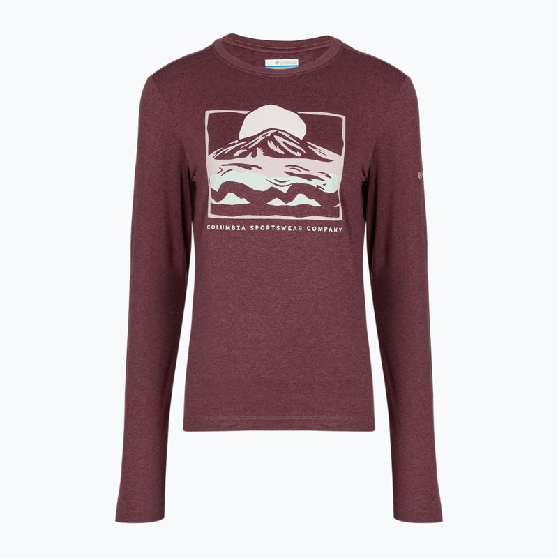 Moteriški marškinėliai ilgomis rankovėmis Columbia Parsons Point LS Graphic Tee antique mauve heather/all terrain 6
