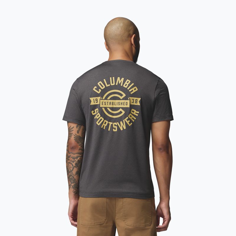Vyriški marškinėliai Columbia Parsons Point SS Back Graphic Tee black heather blocky banner button 3
