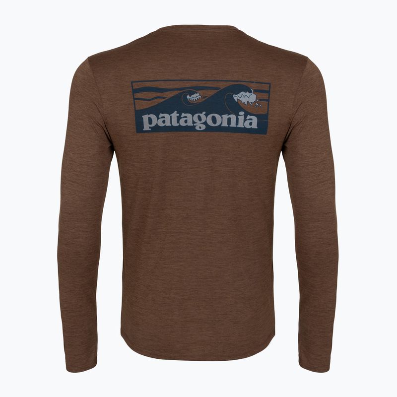 Vyriški ilgomis rankovėmis marškinėliai Patagonia Cap Cool Daily Boardshort Logo LS berm brown - light berm brown x-dye 2