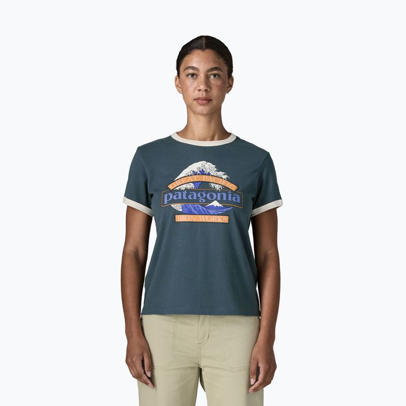 Moteriški marškinėliai Patagonia Great Waves Ringer Tee summit blue