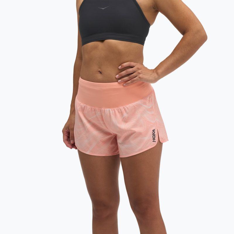 Moteriški bėgimo šortai HOKA Glide Short 3.5" CLF PRT sunstone print
