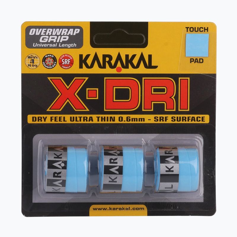 Skvošo raketės rankenos juosta Karakal X-Dri Grip 3 vnt. blue