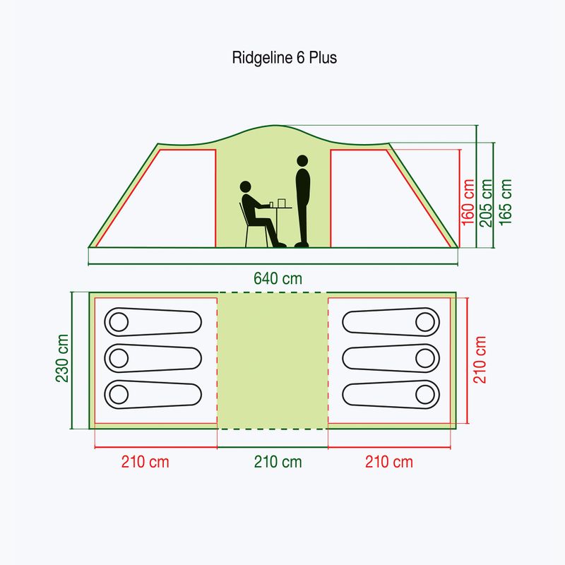 Coleman Ridgeline 6 Plus žalia 6 asmenų kempingo palapinė 2000038891 2