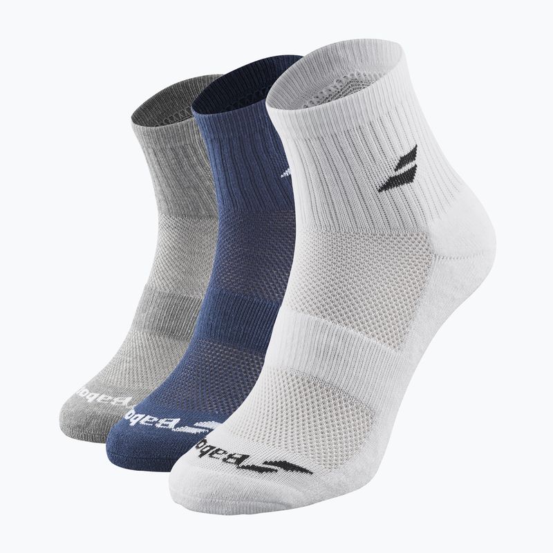 Kojinės Babolat Quarter 3 Pack white/estate blue/grey