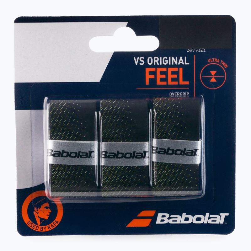 Babolat VS Original teniso raketės apvyniojimas 3 vnt. juoda/geltona 653040
