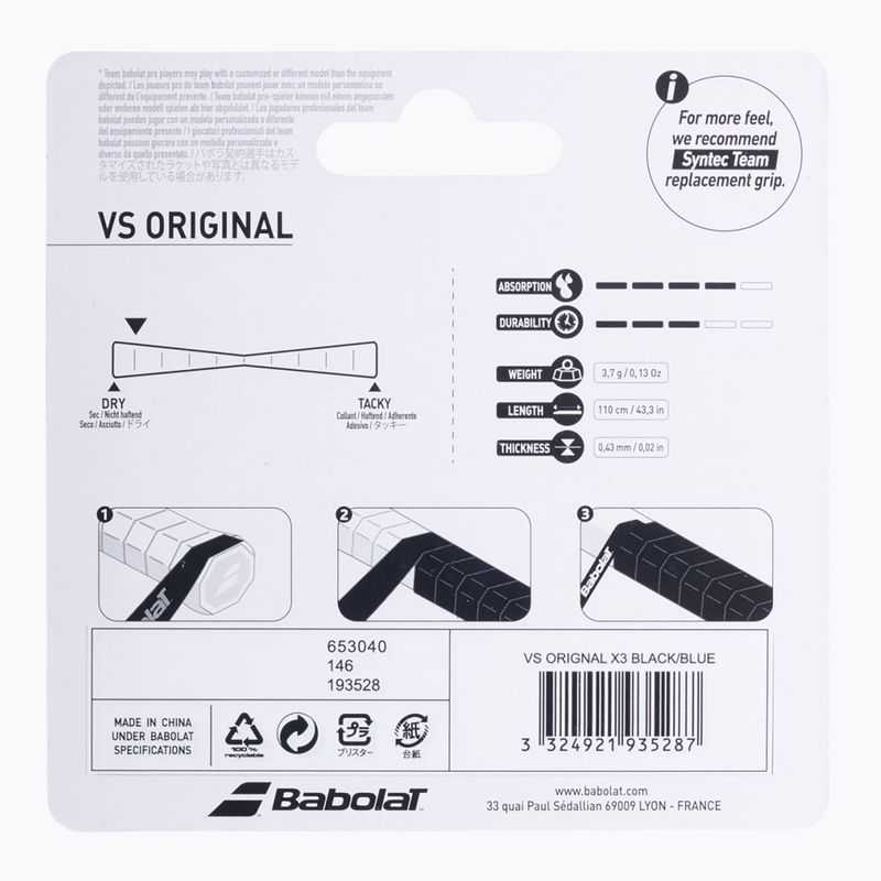 Babolat Vs Original teniso raketės apvyniojimas 3 vnt. juoda/juodai geltona 2