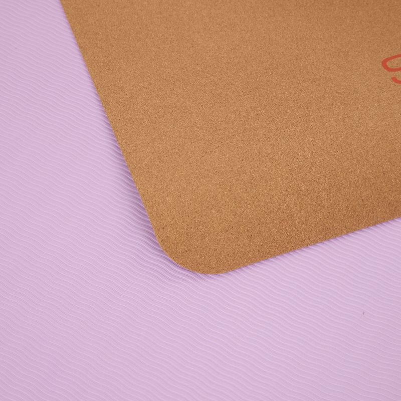 Pratimų kilimėlis Sveltus Cork Yoga natural/ lilac 5