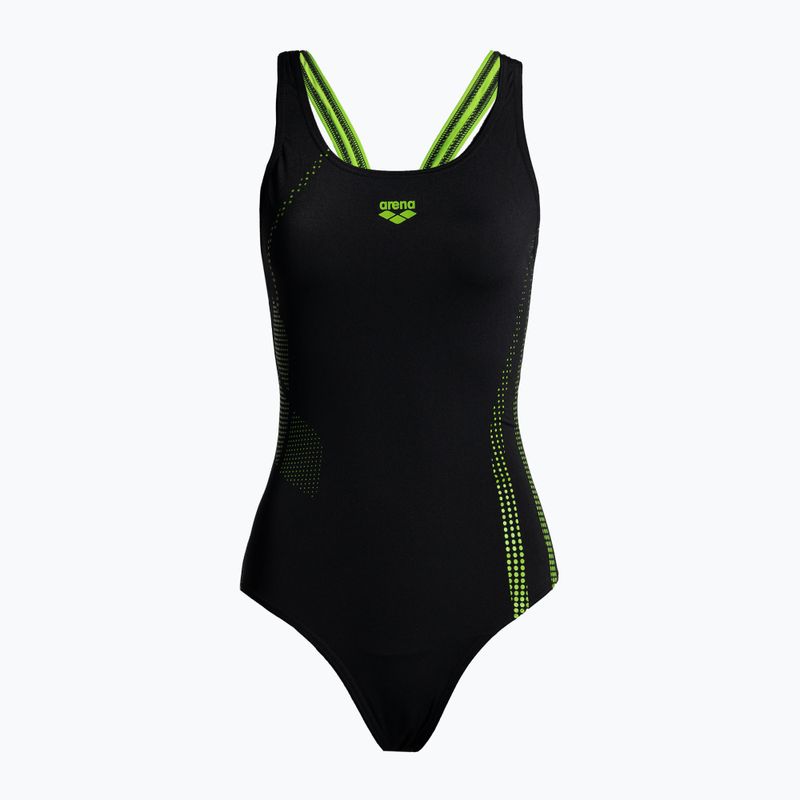 Moteriškas vientisas maudymosi kostiumėlis arena Shadow One Piece black/leaf