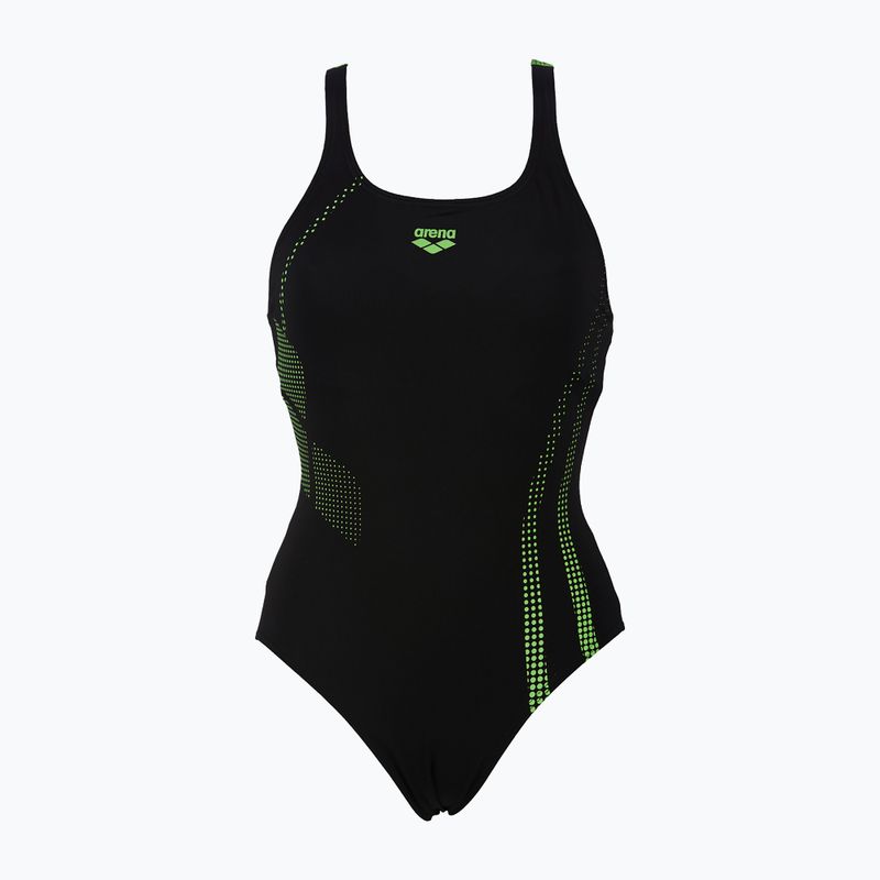 Moteriškas vientisas maudymosi kostiumėlis arena Shadow One Piece black/leaf 4