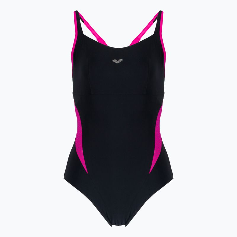 Moteriškas vientisas maudymosi kostiumėlis arena Agate Strap Back One Piece black/rose violet