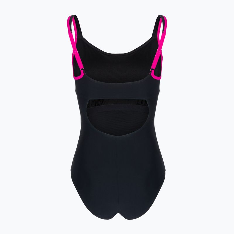 Moteriškas vientisas maudymosi kostiumėlis arena Agate Strap Back One Piece black/rose violet 2