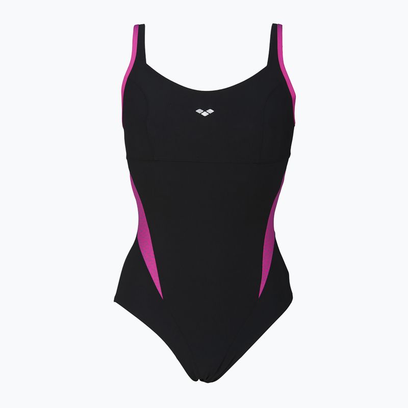 Moteriškas vientisas maudymosi kostiumėlis arena Agate Strap Back One Piece black/rose violet 6