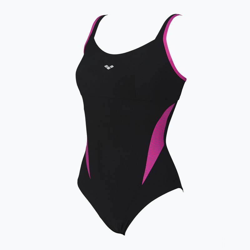 Moteriškas vientisas maudymosi kostiumėlis arena Agate Strap Back One Piece black/rose violet 7