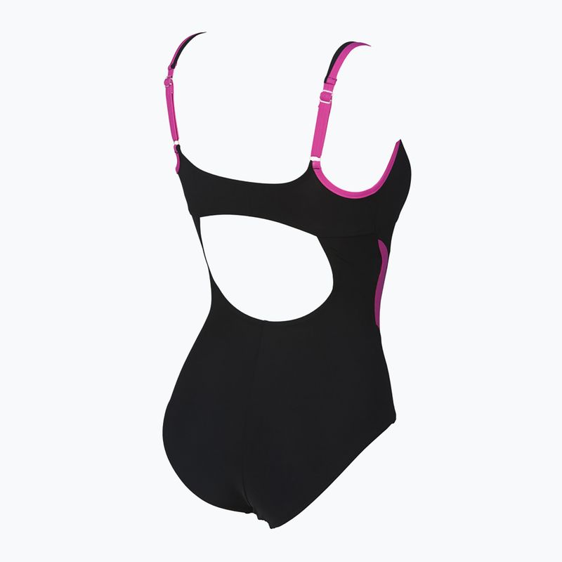 Moteriškas vientisas maudymosi kostiumėlis arena Agate Strap Back One Piece black/rose violet 8