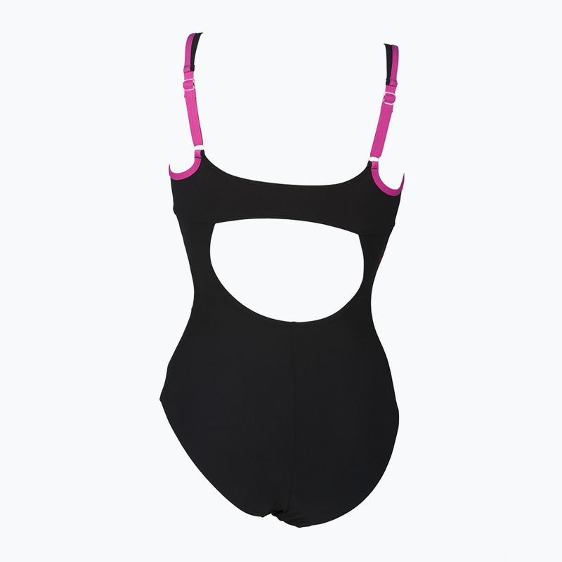 Moteriškas vientisas maudymosi kostiumėlis arena Agate Strap Back One Piece black/rose violet 9