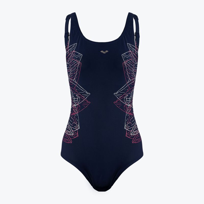 Moteriškas vientisas maudymosi kostiumėlis arena Amber Wing Back One Piece navy