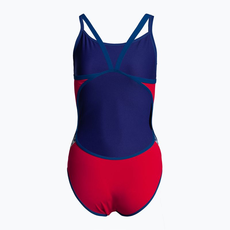 Moteriškas vientisas maudymosi kostiumėlis arena Team Stripe Super Fly Back One Piece fluo red/royal 2